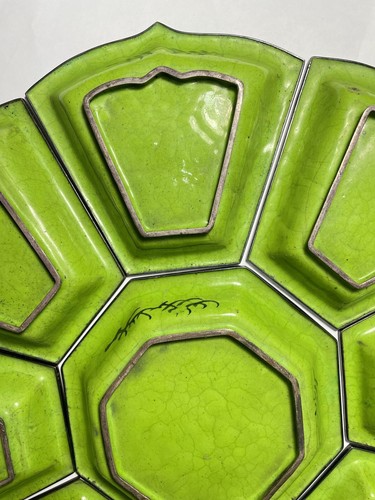 Antique Chinese Enameled Sweet Meat Set with Metal Tray - Picture 13 of 23