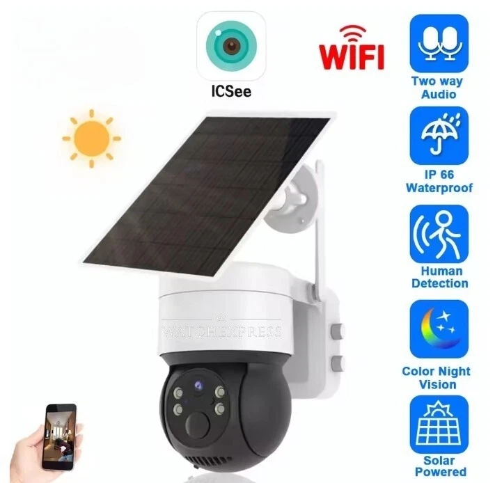 TELECAMERA di Sorveglianza WiFi con App ICSEE e Pannello Solare – HD e Smart