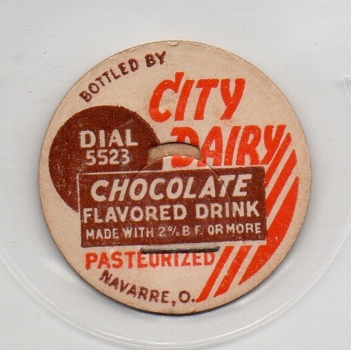 Milk Cap City Dairy Navarre, Ohio Dial 5523 CHOCOLATE FLAVORED