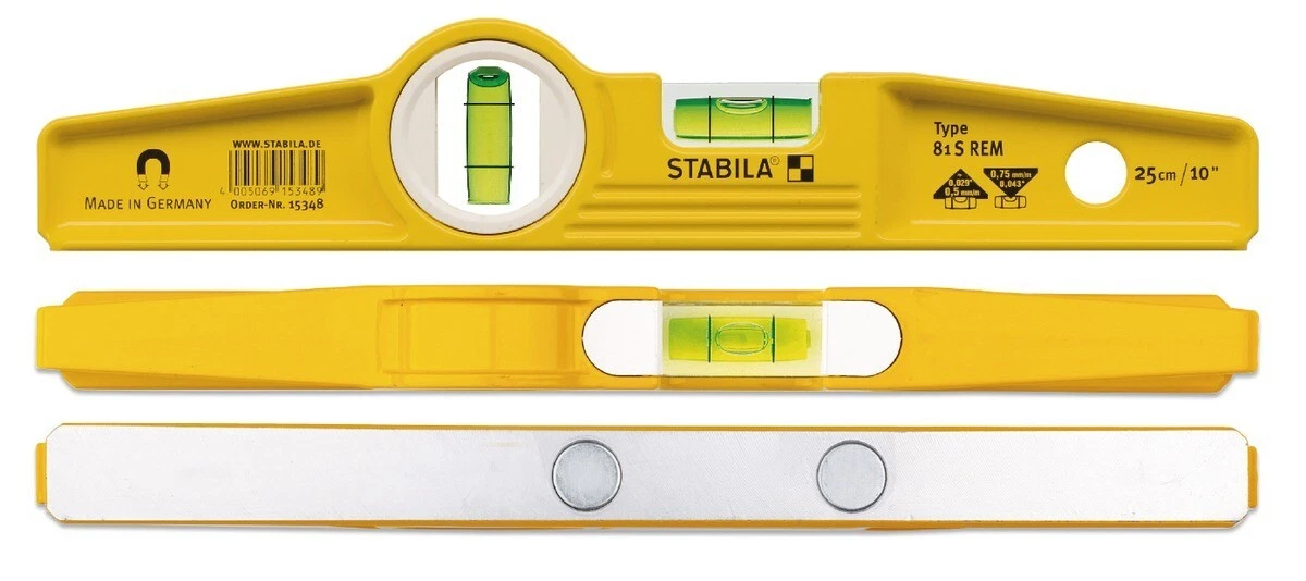 Andamio Stabila 81 S REM Tierra Rara Magnético Torpedo Barco Nivel Espíritu 25 cm