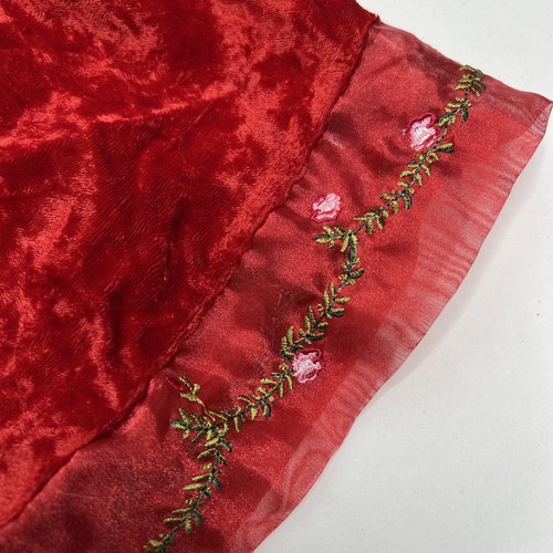 BlueBeri Boulevard 2T Vintage Red Velvet Floral Embroidery Trim Holiday Dress - Picture 3 of 9