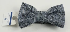 New 49$ Ryan Seacrest Mens Blue Black Zinnia Silk Blend Paisley Jacquard Bow Tie