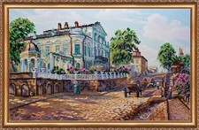 Bead embroidery kit with beads on natural art canvas "The province " from custom