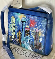 ANUSCHKA NWT🗽CrossBody RFID Travel Organizer-Lady Liberty 7437-LDL