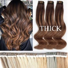 Tape In Extensions 100% Human Hair Russian Remy Skin Weft Thick Full Head 150G F