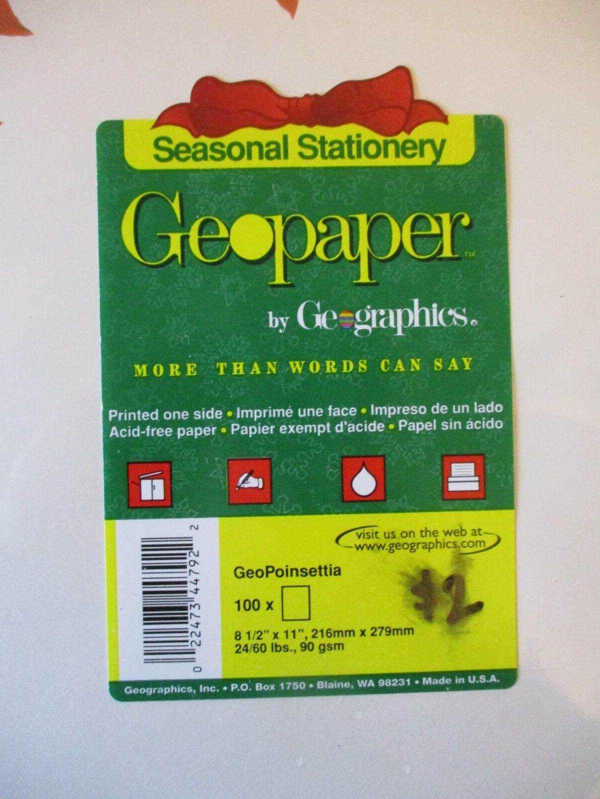 Geopaper Seasonal Stationery Poinsettias 100 Sheets Geographics ...