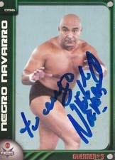 NEGRO NAVARRO AUTO'D SIGNED 2007 GUERREROS CARD #96 CMLL AAA LUCHA LIBRE RARE A