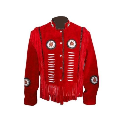 Mens Red Western Style Suede Leather 