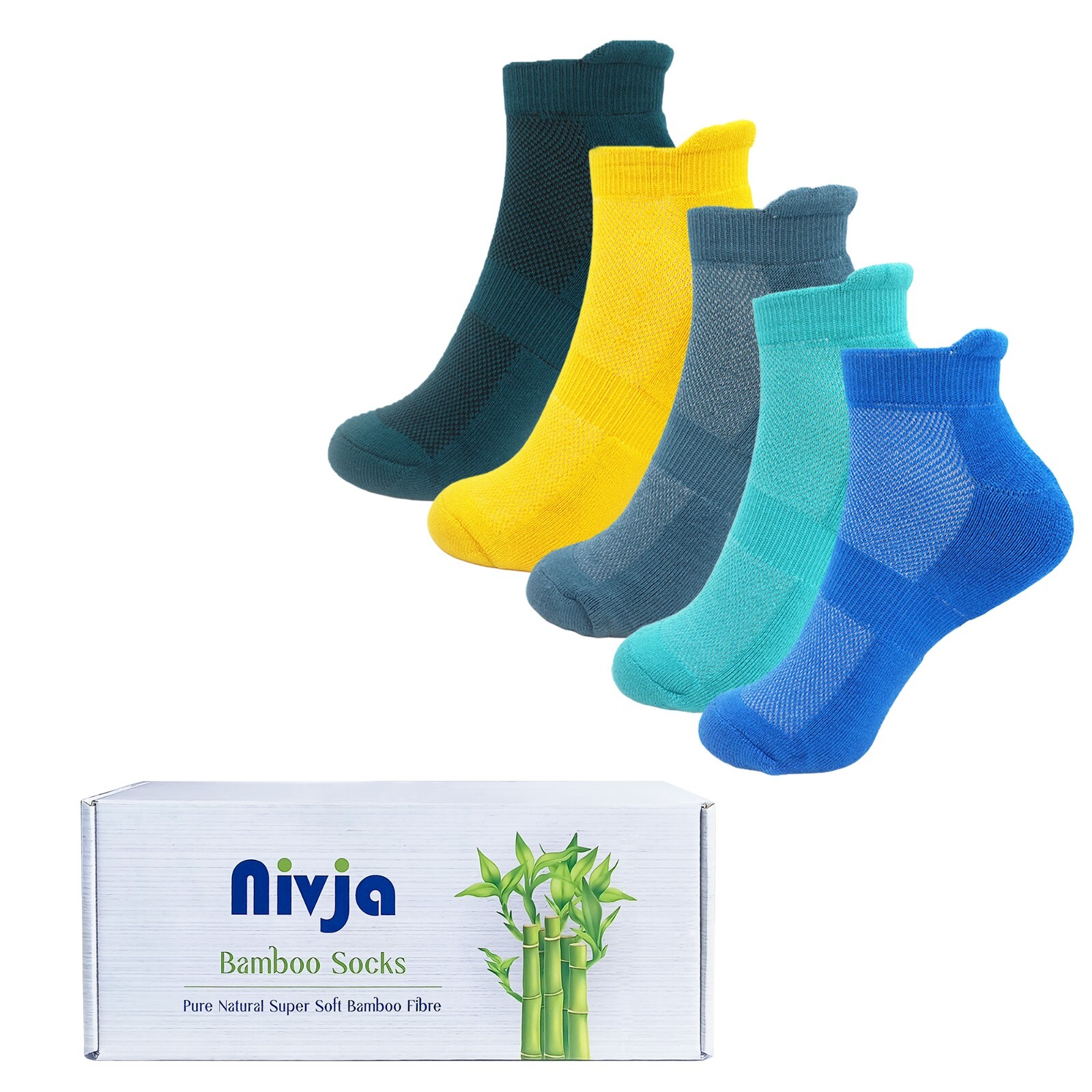 Nivja Unisex Bamboo Ankle Socks 5 Pairs | Super Soft Anti-Bacterial