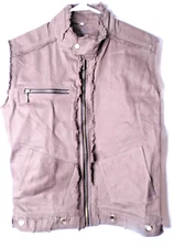 Tops Dreamtime Brown Distressed Style Vest Frayed Edge Sz Large Zipper Pockets