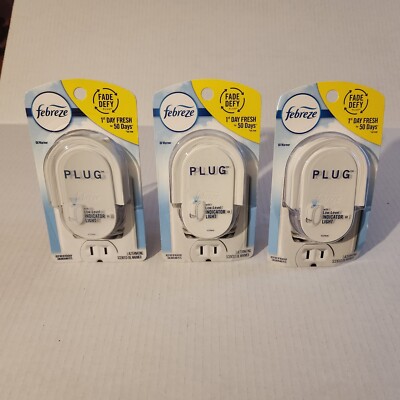 Febreze Plug In Air Freshener Fade Defy Plugs, Scented Oil Warmer,Pack of 3