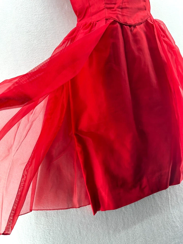 1950-е винтажное коктейльное платье красный лодка шеи карандаш юбка линия наложение ретро - Изображение 4 из 4