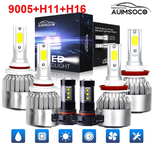 SHENKENUO 6x 6000K LED Headlights & Fog Light Bulbs For Chevy Silverado 1500/2500 2007-2015 - HB3 9005 3 thumbnail image