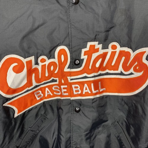 Vintage Chieftains baseball jacket mens large black orange 90s quiltlined - Picture 3 of 9