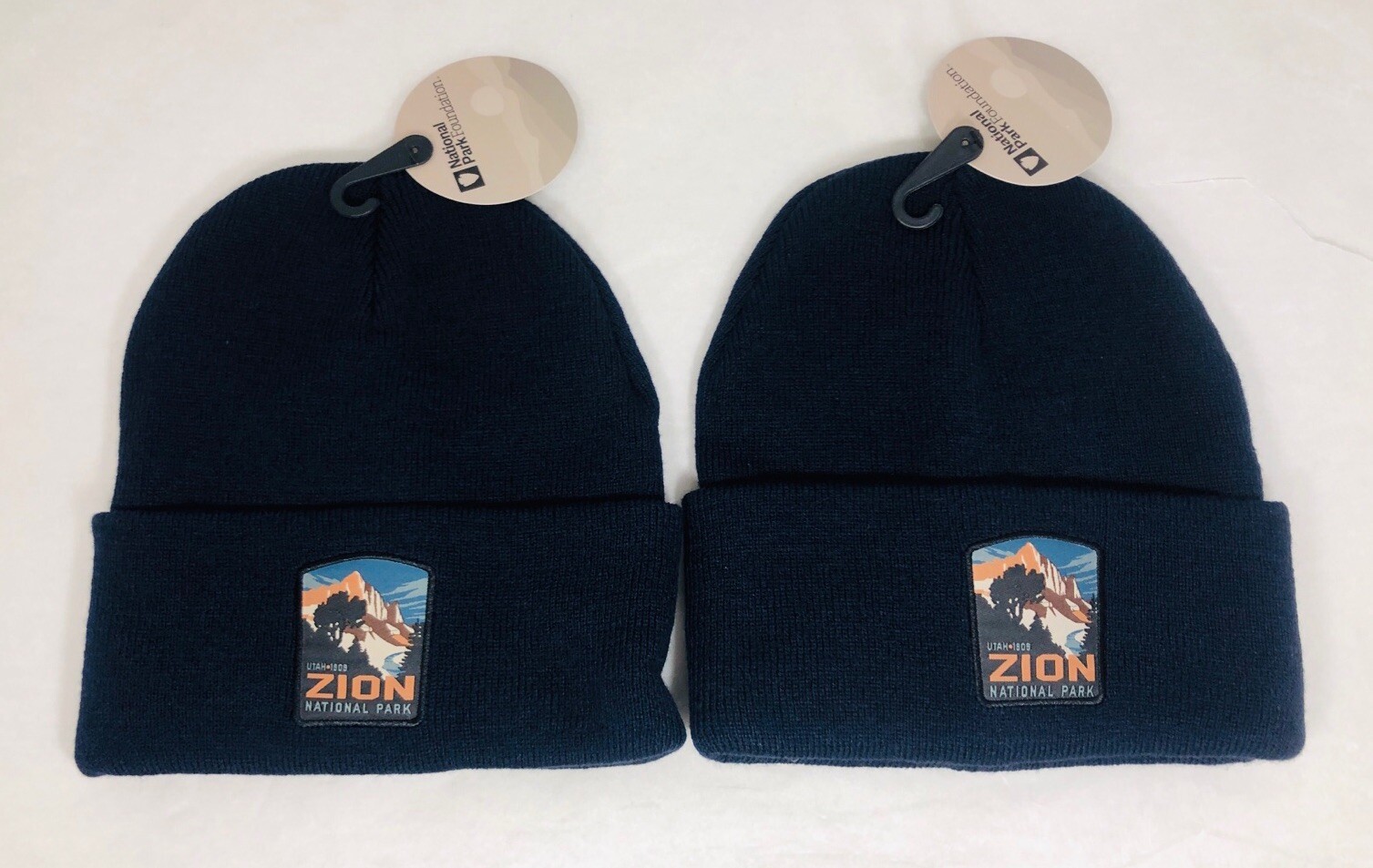 Beanie Lot of 2 Zion Utah National Park Foundation H3 Headwear in Navy Blue – Brand New-image
