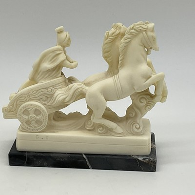 G Ruggeri Roman Horse and Carriage Figure made in Italy