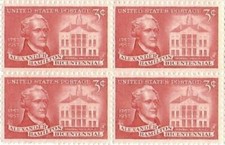 Scott 1086 3 Cents 1957 Alexander Hamilton Block of Four. Unused, MNH OG