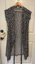 Mango Size M Women's Black and White Wrap Dress Floral Design, Elastic