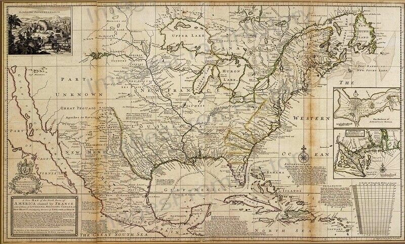 8x10 Print Historic Americas Map Claimed by France 1720 #1720