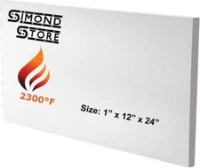 Ceramic Fiber Insulation Board (2300F) (1" X 12" X 24") Thermal Insulation