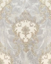 Image of Rasch Sienna Damask Vasari Metallic Italian Grey Luxury Wallpaper 534351
