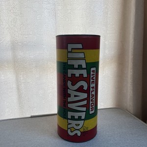 Vintage Five Flavor Life Savers Candy Advertising Coin Savings Tube Coin Bank