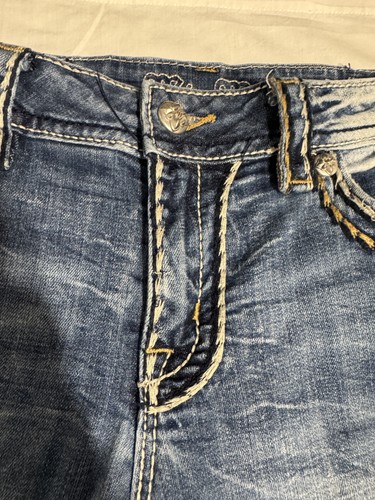 Miss Me Jeans Womens 32 Boot Cut Stretch Distressed Denim 34 Inseam - Picture 2 of 18