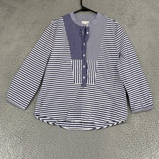 Band Of Outsiders Top Womens 4 Blue Stripe Popover Cotton Italy Blouse Henley