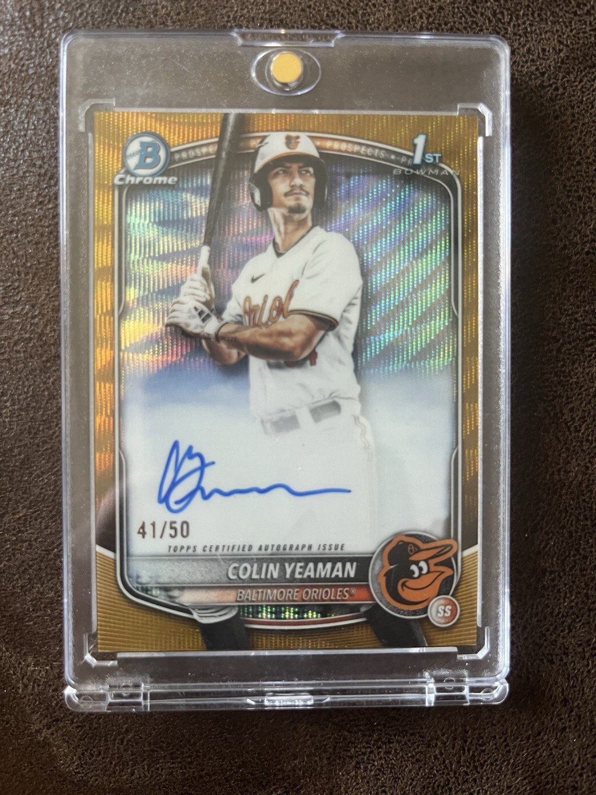 COLIN YEAMAN 2025 BOWMAN CHROME DRAFT PROSPECT GOLD WAVE REFRACTOR AUTO /50