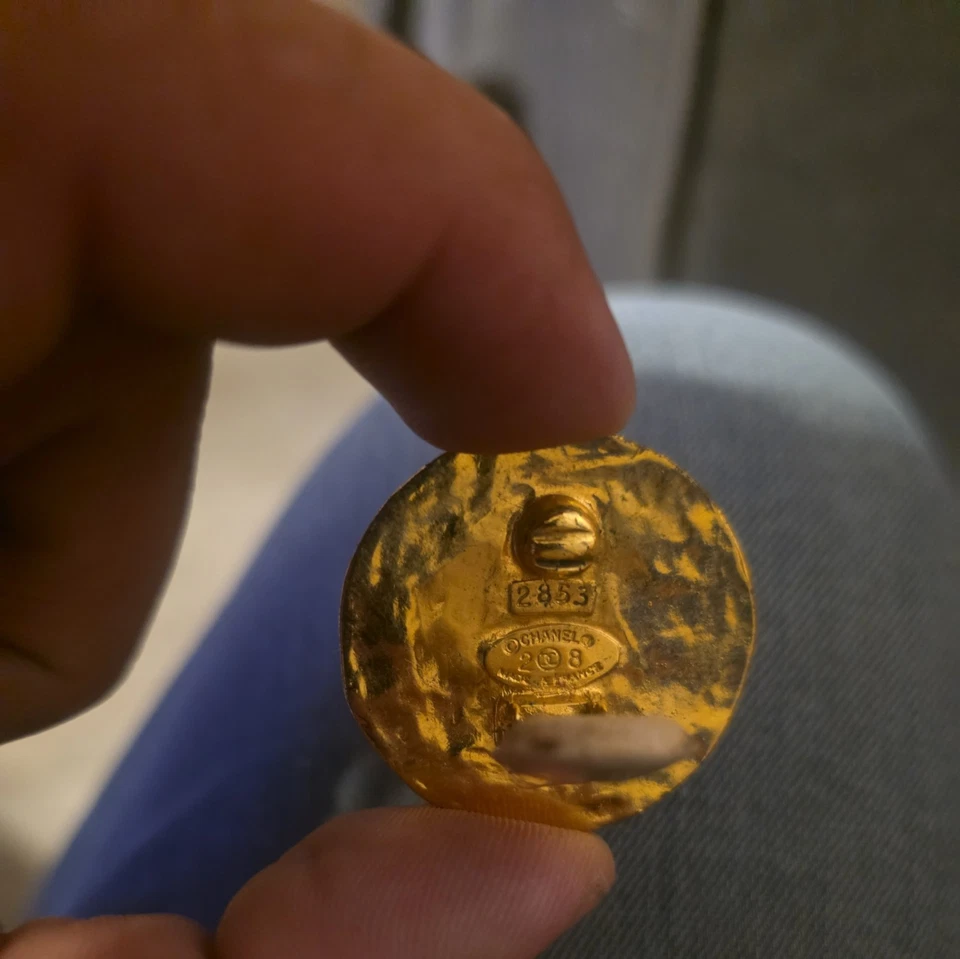 Auténticos Pendientes Chanel Coco Mark Paris Círculo Redondo 2_8 GP 25,64g con B SK040025 Foto 3 de 3