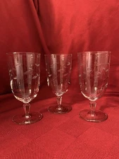 Set Of 3 Vintage Libbey Windswept Footed Iced Tea Goblets Retired EUC