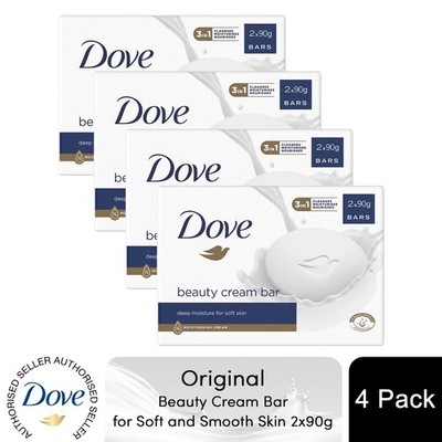 Dove Original Beauty Cream Bar Deep Moisture für weiche und glatte Haut 2x90g, 4er Pack