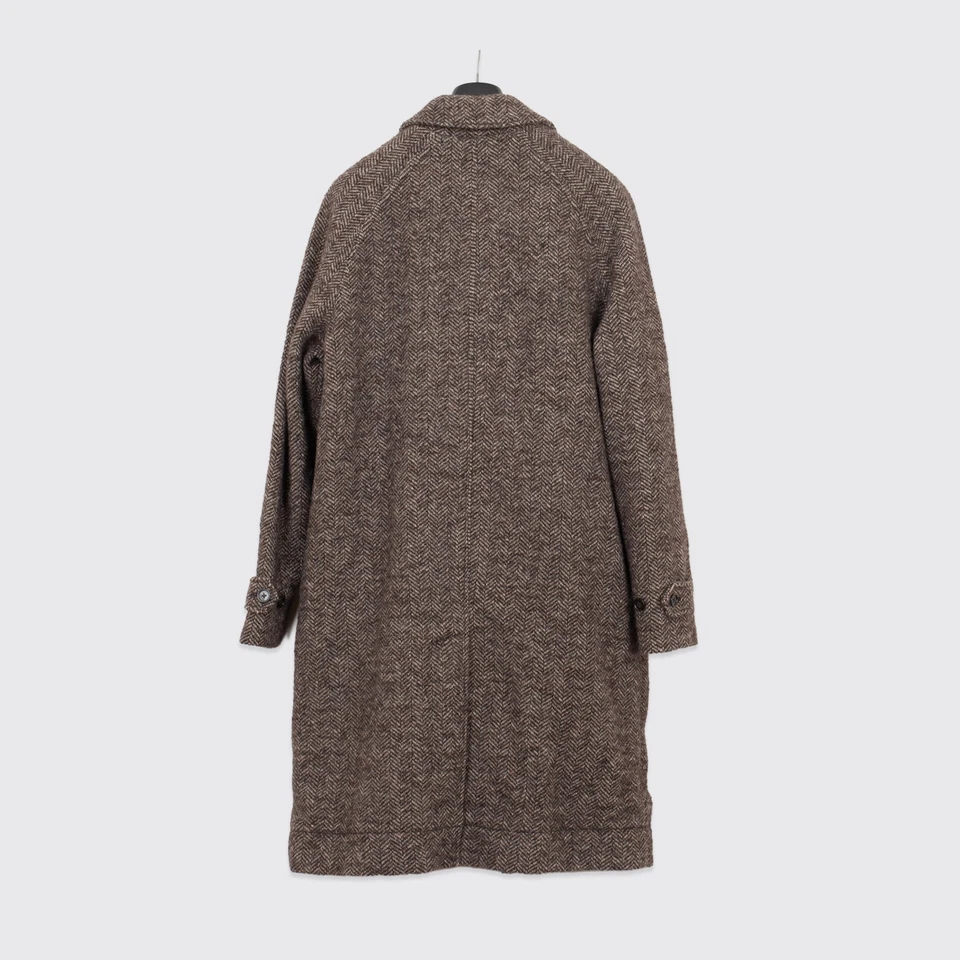 Banana Republic Overcoat Size L Men Brown Herringbone Lined Heavyweight Wool - Image 3 of 4