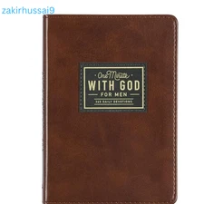 One Minute with God for Men 365 Devotions, Brown Faux Fast Shipping USA...