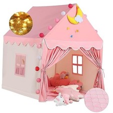 Kid Tent with Mat, Star Lights - Kids Play Tents for Toddlers Pink with Cloth