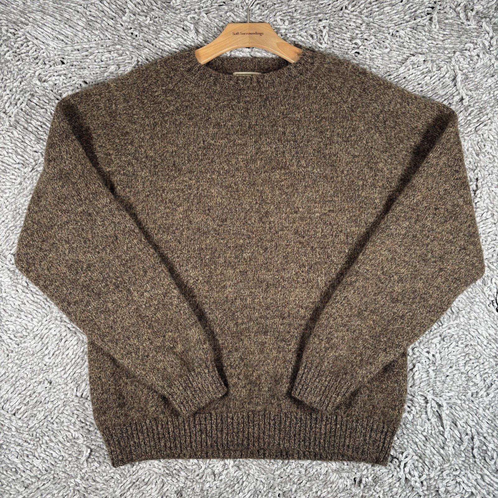 Vintage L.L Bean Wool Shetland Sweater Mens Medium Pullover Crewneck Brown VTG
