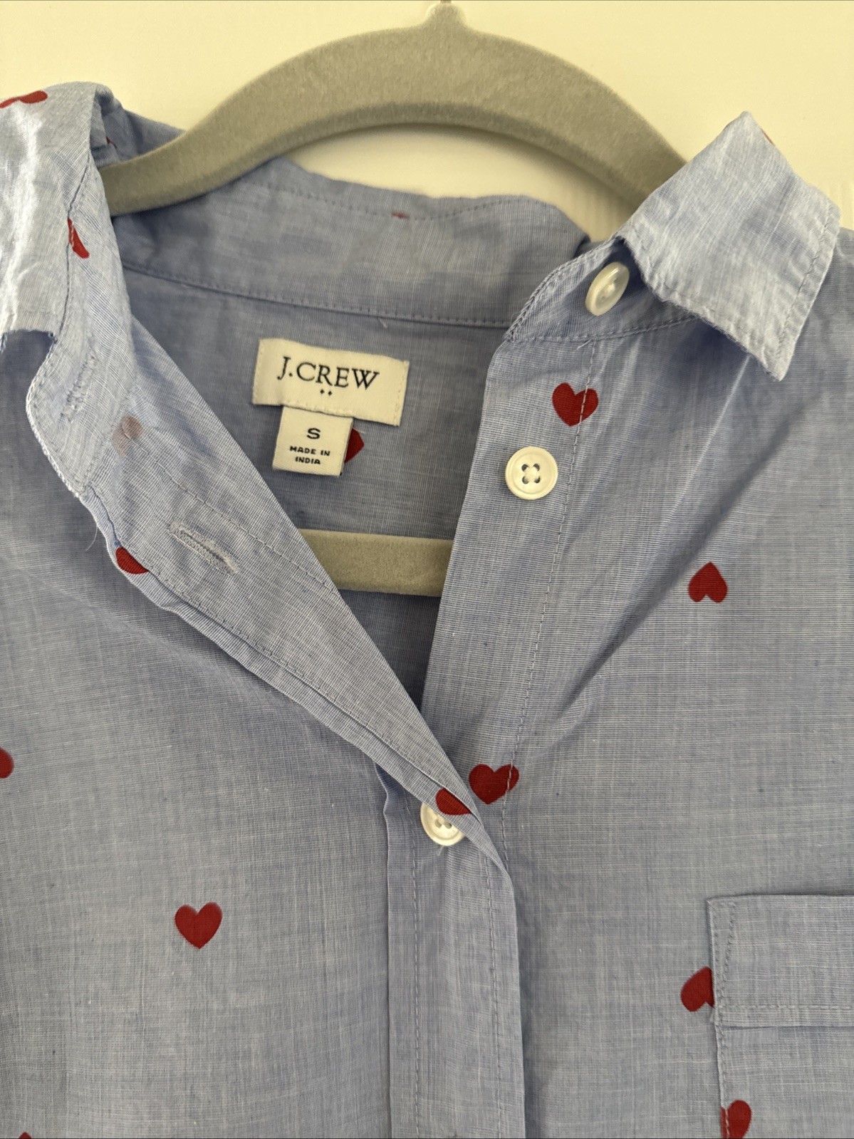 Jcrew Red Hearts Small EUC Printed button-up shir… - image 3