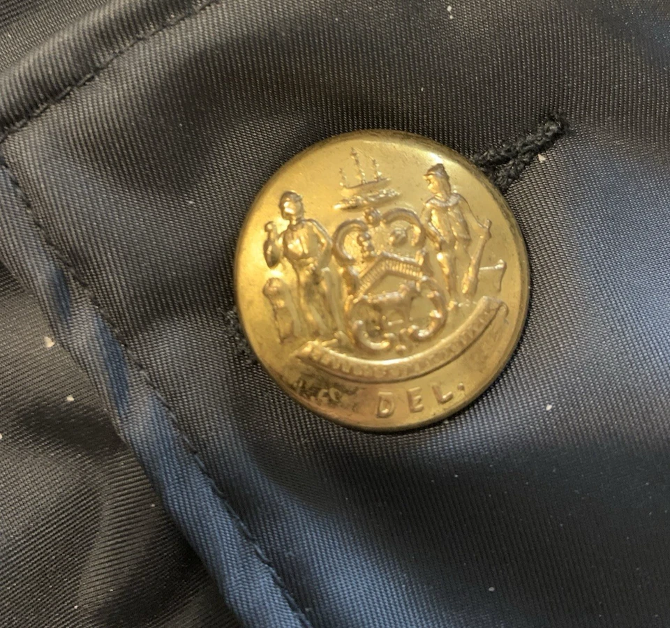 Abrigo Chaqueta De Colección Azul Nylolite Cuello De Piel Desprendible Botones Delaware 48L Uniforme Foto 4 de 4