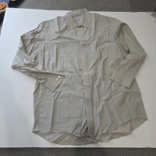 Faconnable Button Down Shirt Mens 18L Tan Check Good Cotton Long Sleeve USA Made