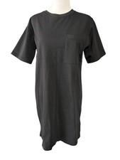 Quince Womens Medium Black T-Shirt Dress Organic Cotton Pocket Mini Casual