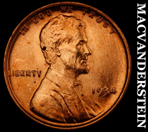 1934 Lincoln Wheat Cent-Choice Gem BU +++++ Red Lustrous No Reserve #i3826