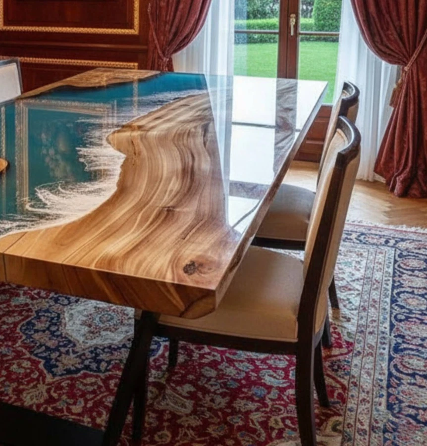 Made To Order Epoxy Resin Dining Table for Hallway Room Home Decor Furniture - Image 4 of 4