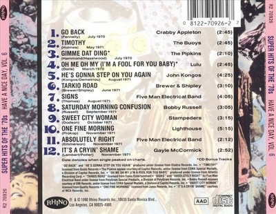 VARIOUS ARTISTS - SUPER HITS OF THE '70S: HAVE A NICE DAY, VOL. 6 NEW CD