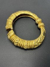 Vtg Kenneth J Lane Cuff Bracelet Egyptian Revival Gold Tone Hinged Signed KJL