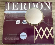 Jerdon Wall Mount  Extension 8” Mirror 1x & 7x Nickel Finish New In Open Box