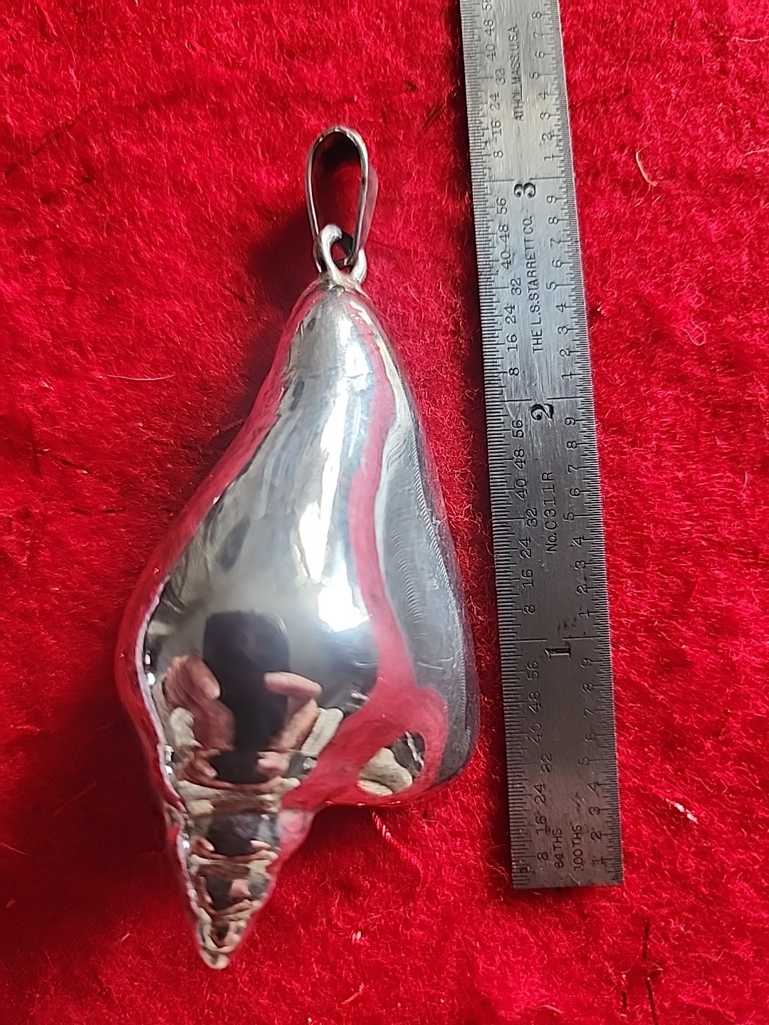 925 Solid Sterling Large  Conch Shell Pendant Nic… - image 10