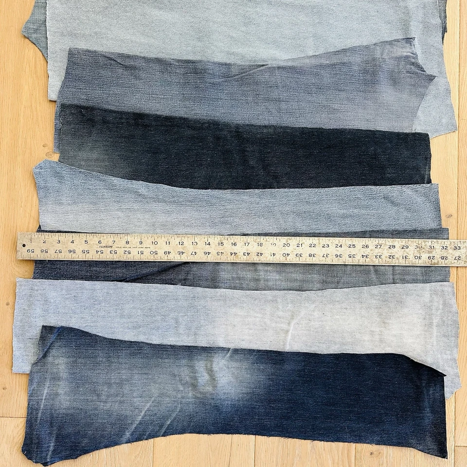Desechos de jean azul denim *8 paneles para piernas* bolsas de costura acolchada hágalo usted mismo variedad de tonos Foto 4 de 4
