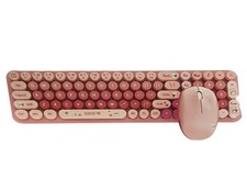 MOFii Baby Bear Wireless Keyboard Mouse Combo Pink Retro Round Keycaps QWERTY
