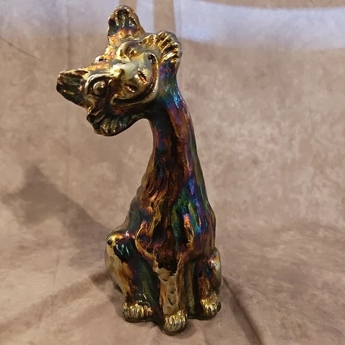 Fenton 11”  Iridescent Winking Alley Cat Carnival Glass Statue