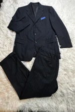 CANALI 2 Piece Suit Men’s 42 R Dark Blue Pinstripe Cashmere Blend 35x32 Italy